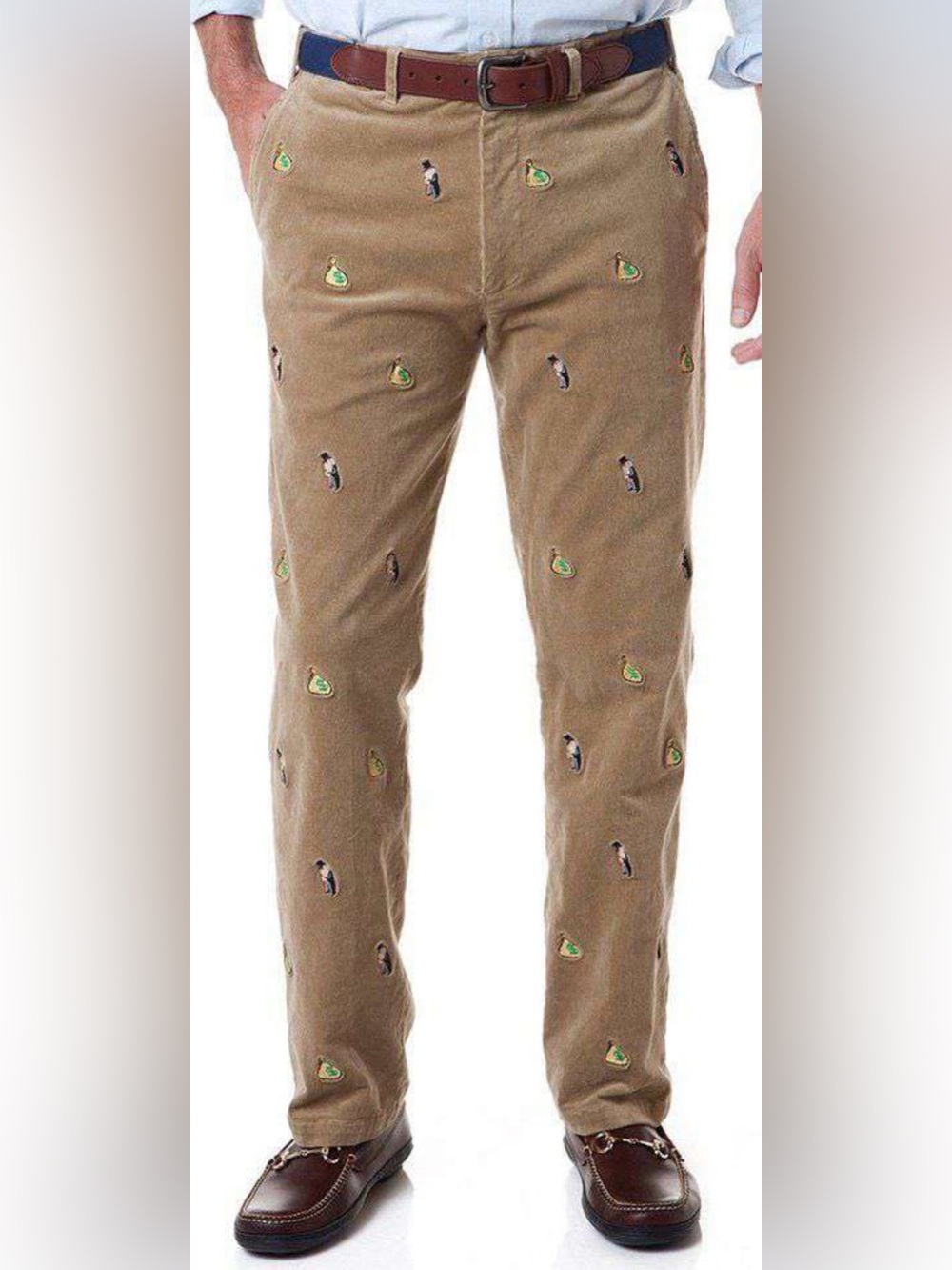 Castaway Clothing Moneybag Men's Embroidered Khaki Corduroy Pants
